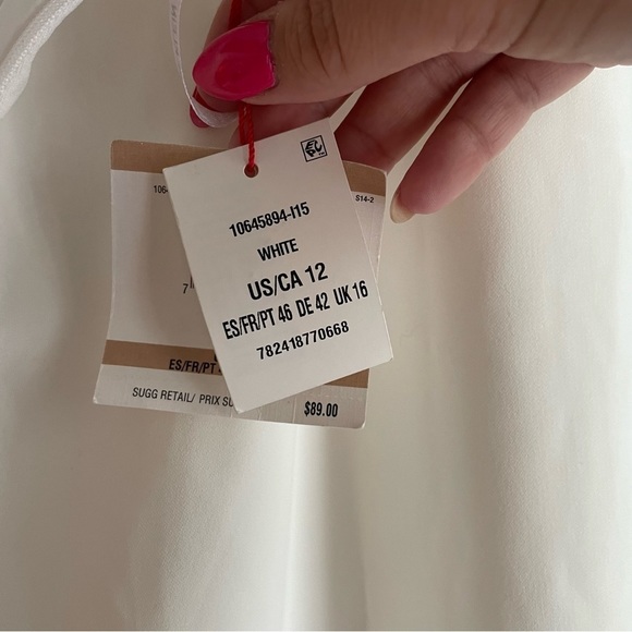 NWT ANNE KLEIN asymmetrical midi length white side slit skirt size 12 - Picture 7 of 7